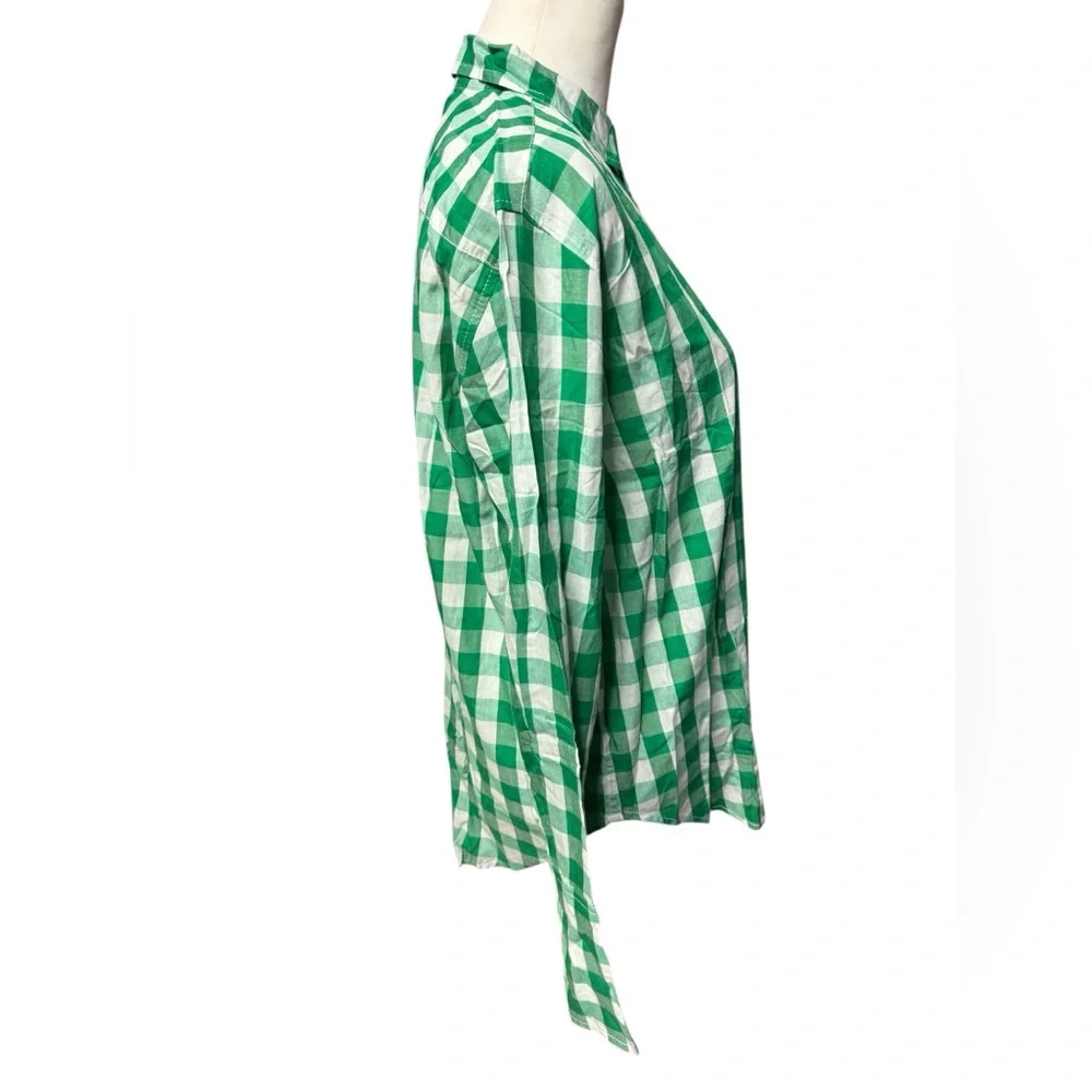 J. Crew Garçon cotton voile shirt in gingham Green and White Button-Up Sz 10 nwt